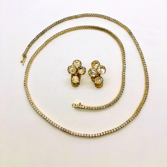 Vintage Rhinestone Necklace & Earrings - Picture 9 of 13